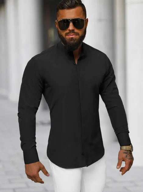 Clearance Herren Hemd O/V111 Herren Langarm Hemden | Stehkragenhemden