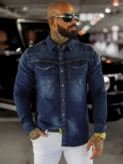 Outlet Herren Jeanshemd O/51412 Herren Langarm Hemden | Jeanshemden