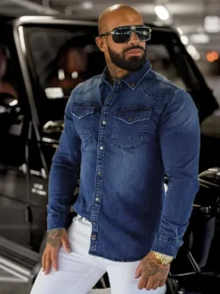 New Herren Jeanshemd O/51411 Herren Langarm Hemden | Jeanshemden