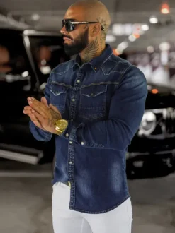 Outlet Herren Jeanshemd O/51412 Herren Langarm Hemden | Jeanshemden