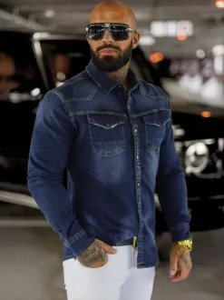Outlet Herren Jeanshemd O/51412 Herren Langarm Hemden | Jeanshemden