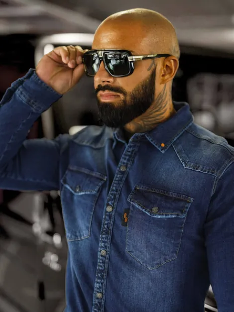 Best Herren Jeanshemd O/51410 Herren Langarm Hemden | Jeanshemden