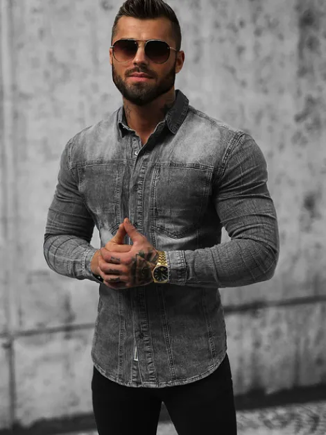 Fashion Herren Jeanshemd NB/MC712G Herren Langarm Hemden | Jeanshemden