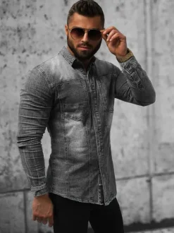 Fashion Herren Jeanshemd NB/MC712G Herren Langarm Hemden | Jeanshemden