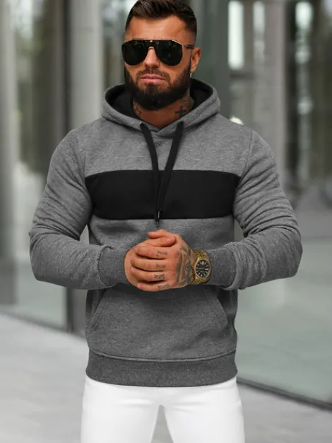 Discount Herren Kapuzenpullover Anthrazit JS/8B1315/5 Herren Sweatshirts Ohne Print | Kapuzenpullover