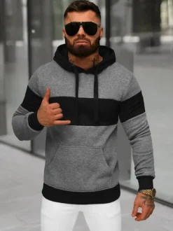 Discount Herren Kapuzenpullover Anthrazit JS/8B1313/5 Herren Sweatshirts Ohne Print | Kapuzenpullover