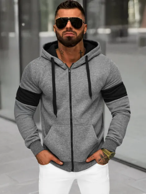 Outlet Herren Kapuzenpullover Anthrazit JS/8B1329/5 Herren Sweatshirts Ohne Print | Kapuzenpullover