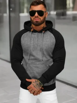 Hot Herren Kapuzenpullover Anthrazit JS/8B157/5 Herren Sweatshirts Ohne Print | Kapuzenpullover