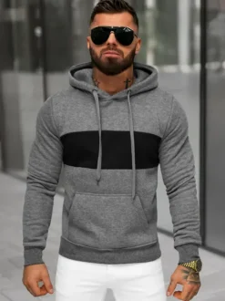 New Herren Kapuzenpullover Anthrazit JS/8B1308/5 Herren Sweatshirts Ohne Print | Kapuzenpullover
