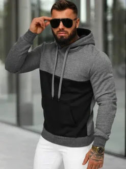 Clearance Herren Kapuzenpullover Anthrazit JS/8B1317/5 Herren Sweatshirts Ohne Print | Kapuzenpullover