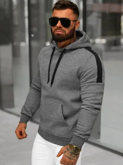 Outlet Herren Kapuzenpullover Anthrazit JS/8B1318/5 Herren Sweatshirts Ohne Print | Kapuzenpullover
