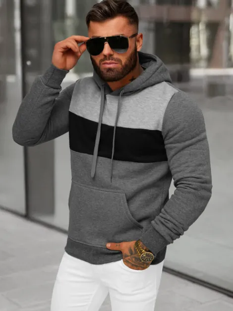 Clearance Herren Kapuzenpullover Anthrazit JS/8B1312/5 Herren Sweatshirts Ohne Print | Kapuzenpullover
