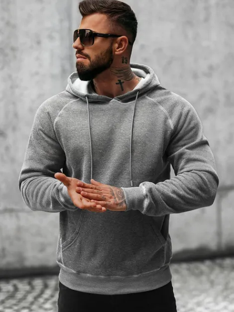 Clearance Herren Kapuzenpullover Anthrazit O/8B152/5 Herren Sweatshirts Ohne Print | Kapuzenpullover