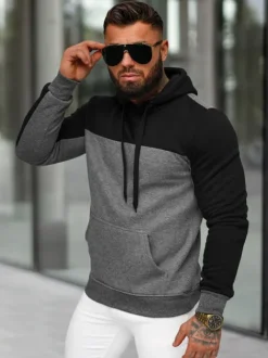 New Herren Kapuzenpullover Anthrazit JS/8B1307/5 Herren Sweatshirts Ohne Print | Kapuzenpullover