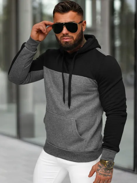 New Herren Kapuzenpullover Anthrazit JS/8B1307/5 Herren Sweatshirts Ohne Print | Kapuzenpullover