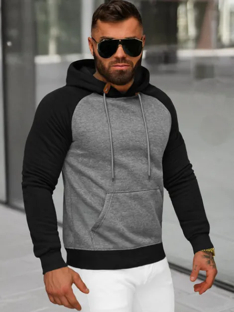 Hot Herren Kapuzenpullover Anthrazit JS/8B157/5 Herren Sweatshirts Ohne Print | Kapuzenpullover
