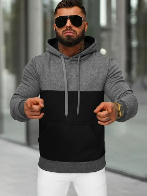 Clearance Herren Kapuzenpullover Anthrazit JS/8B1317/5 Herren Sweatshirts Ohne Print | Kapuzenpullover