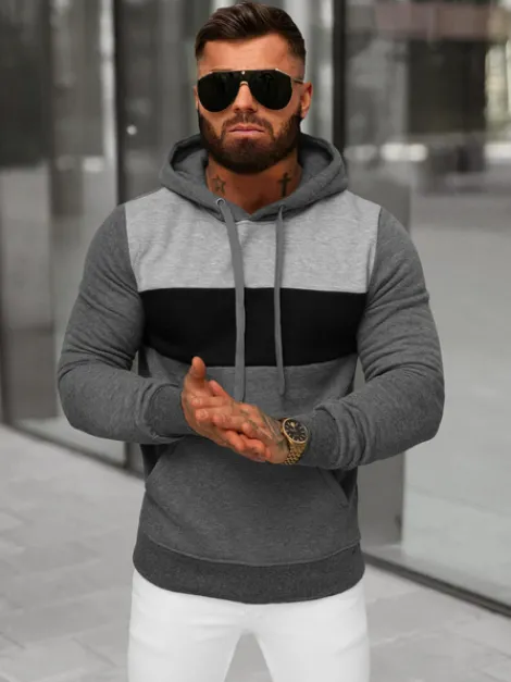 Clearance Herren Kapuzenpullover Anthrazit JS/8B1312/5 Herren Sweatshirts Ohne Print | Kapuzenpullover