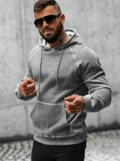 Clearance Herren Kapuzenpullover Anthrazit O/8B152/5 Herren Sweatshirts Ohne Print | Kapuzenpullover