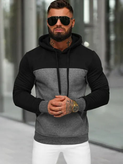 New Herren Kapuzenpullover Anthrazit JS/8B1307/5 Herren Sweatshirts Ohne Print | Kapuzenpullover