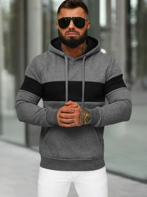 Outlet Herren Kapuzenpullover Anthrazit JS/8B1316/5 Herren Sweatshirts Ohne Print | Kapuzenpullover