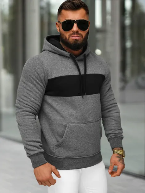 Discount Herren Kapuzenpullover Anthrazit JS/8B1315/5 Herren Sweatshirts Ohne Print | Kapuzenpullover