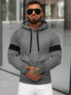 New Herren Kapuzenpullover Anthrazit JS/8B1321/5 Herren Sweatshirts Ohne Print | Kapuzenpullover