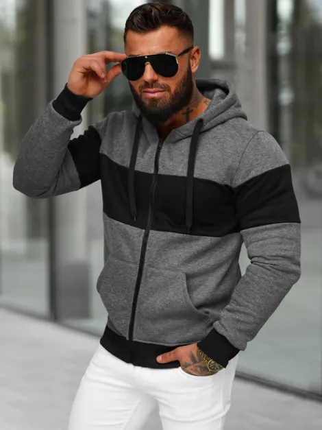Clearance Herren Kapuzenpullover Anthrazit JS/8B1337/5 Herren Sweatshirts Ohne Print | Kapuzenpullover