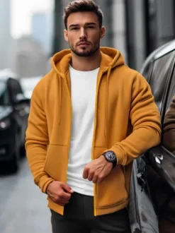 Best Herren Kapuzenpullover Camel JS/2008Z Herren Kapuzenpullover | Sweatjacken