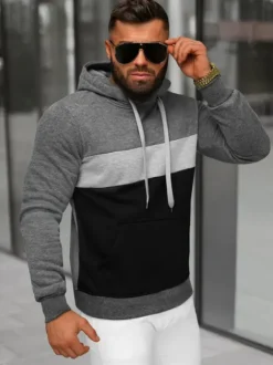 New Herren Kapuzenpullover Dunkelgrau JS/8B1320/5 Herren Sweatshirts Ohne Print | Kapuzenpullover