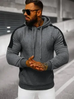 Online Herren Kapuzenpullover Dunkelgrau JS/8B1311/5 Herren Sweatshirts Ohne Print | Kapuzenpullover