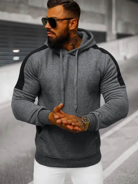 Online Herren Kapuzenpullover Dunkelgrau JS/8B1311/5 Herren Sweatshirts Ohne Print | Kapuzenpullover