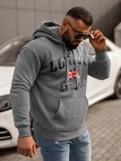 Outlet Herren Kapuzenpullover Dunkelgrau JS/8B1355/5 Herren Sweatshirts Mit Print | Kapuzenpullover