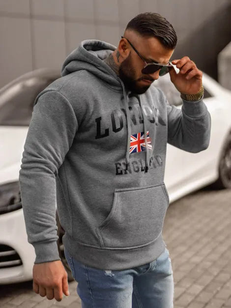 Outlet Herren Kapuzenpullover Dunkelgrau JS/8B1355/5 Herren Sweatshirts Mit Print | Kapuzenpullover