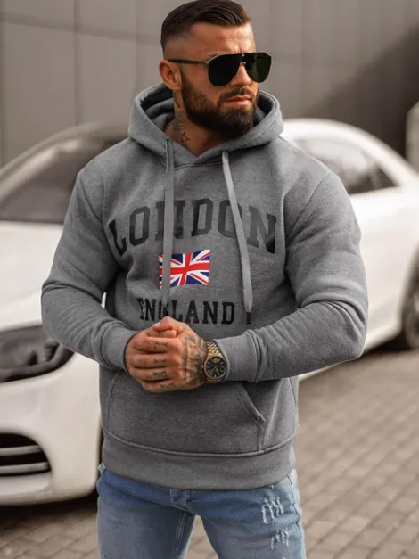 Outlet Herren Kapuzenpullover Dunkelgrau JS/8B1355/5 Herren Sweatshirts Mit Print | Kapuzenpullover