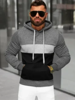 New Herren Kapuzenpullover Dunkelgrau JS/8B1320/5 Herren Sweatshirts Ohne Print | Kapuzenpullover