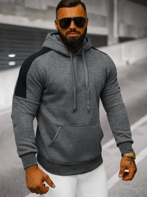 Online Herren Kapuzenpullover Dunkelgrau JS/8B1311/5 Herren Sweatshirts Ohne Print | Kapuzenpullover