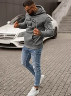 Outlet Herren Kapuzenpullover Dunkelgrau JS/8B1356/5 Herren Sweatshirts Mit Print | Kapuzenpullover