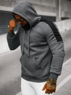 Online Herren Kapuzenpullover Dunkelgrau JS/8B1311/5 Herren Sweatshirts Ohne Print | Kapuzenpullover
