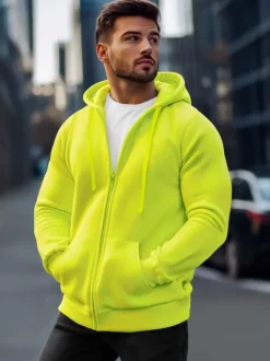 Discount Herren Kapuzenpullover Gelb-Neon JS/2008Z Herren Kapuzenpullover | Sweatjacken