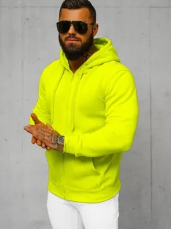 New Herren Kapuzenpullover Gelb-Neon JS/2008Z Herren Kapuzenpullover | Sweatjacken