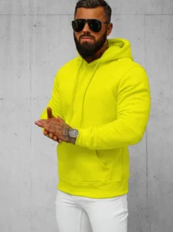 Online Herren Kapuzenpullover Gelb-Neon JS/2009Z Herren Sweatshirts Ohne Print | Kapuzenpullover