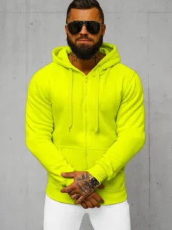 New Herren Kapuzenpullover Gelb-Neon JS/2008Z Herren Kapuzenpullover | Sweatjacken