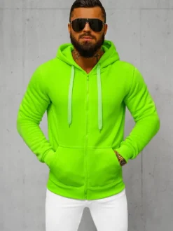 Online Herren Kapuzenpullover Grün-Neon JS/2008Z Herren Kapuzenpullover | Sweatjacken