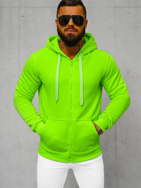 Online Herren Kapuzenpullover Grün-Neon JS/2008Z Herren Kapuzenpullover | Sweatjacken