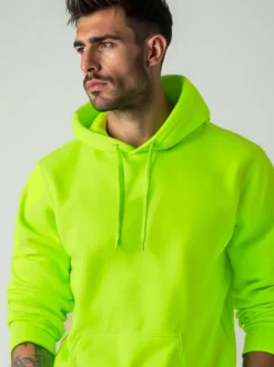 Online Herren Kapuzenpullover Grün-Neon JS/2009Z Herren Sweatshirts Ohne Print | Kapuzenpullover