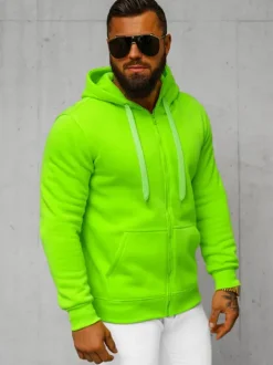 Online Herren Kapuzenpullover Grün-Neon JS/2008Z Herren Kapuzenpullover | Sweatjacken