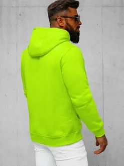 Fashion Herren Kapuzenpullover Grün-Neon JS/2009Z Herren Sweatshirts Ohne Print | Kapuzenpullover