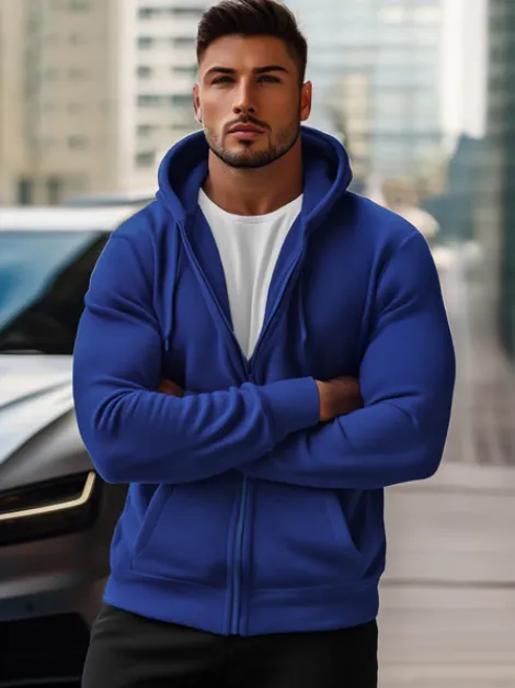 Outlet Herren Kapuzenpullover Kobalt JS/2008Z Herren Kapuzenpullover | Sweatjacken