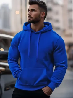 Outlet Herren Kapuzenpullover Kobalt JS/2009Z Herren Sweatshirts Ohne Print | Kapuzenpullover